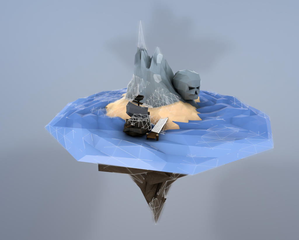 Low-poly pirate island