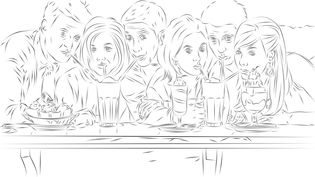 (Line Art) Friends by MarciaKuniyoshi on DeviantArt