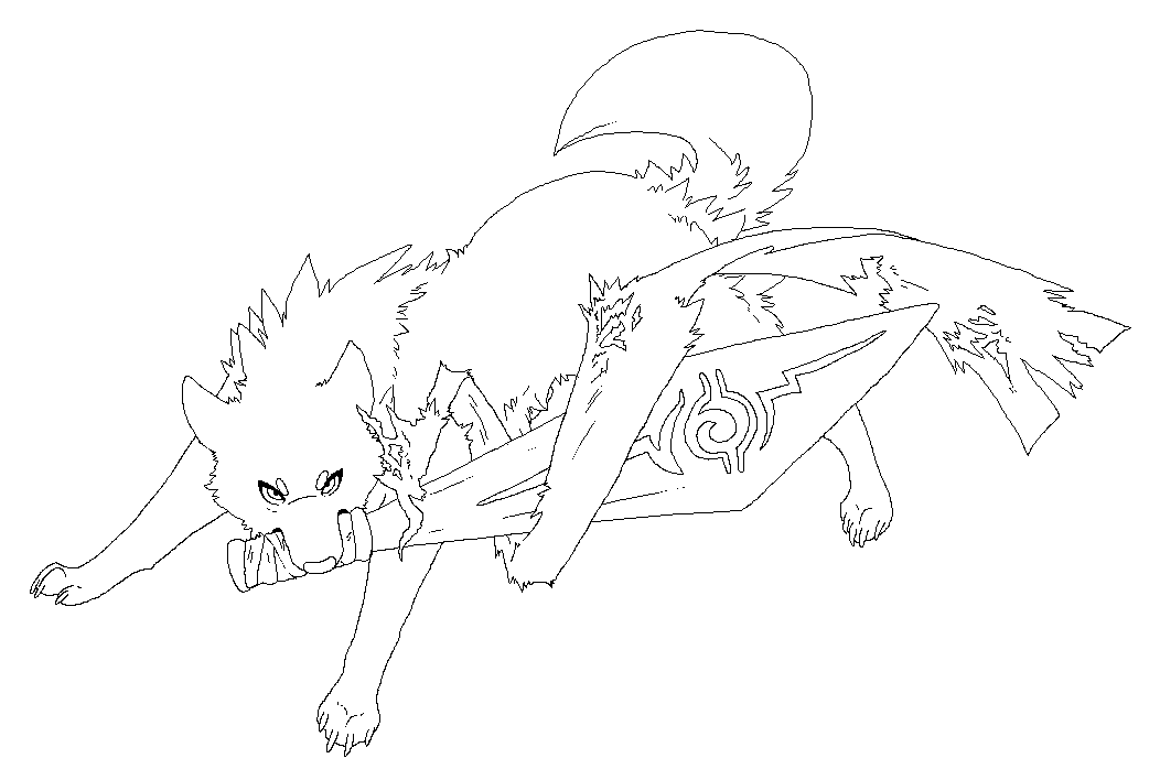 Sword wolf free Lineart