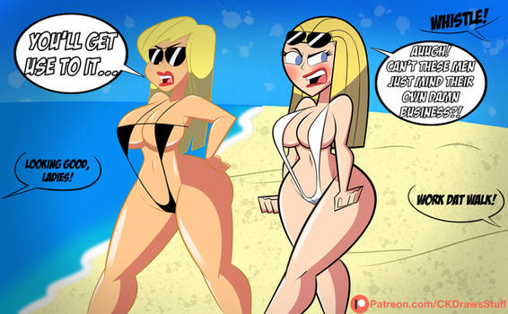Commission: Blonde Bombshells at the Beach!