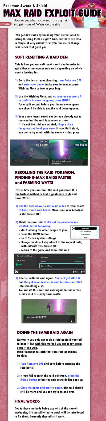 Pokemon SWSH Raid Exploits guide by Skudde on DeviantArt