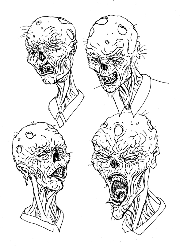 zombie head sketches