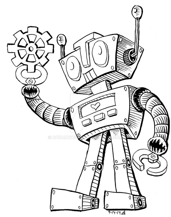 Robot Ink drawing lineart by rawjawbone on DeviantArt