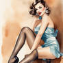 Watercolor-drawing-retro-style-fashionista-pin-up-