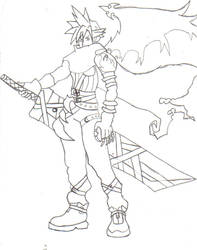 Cloud Strife sketch-uncolored