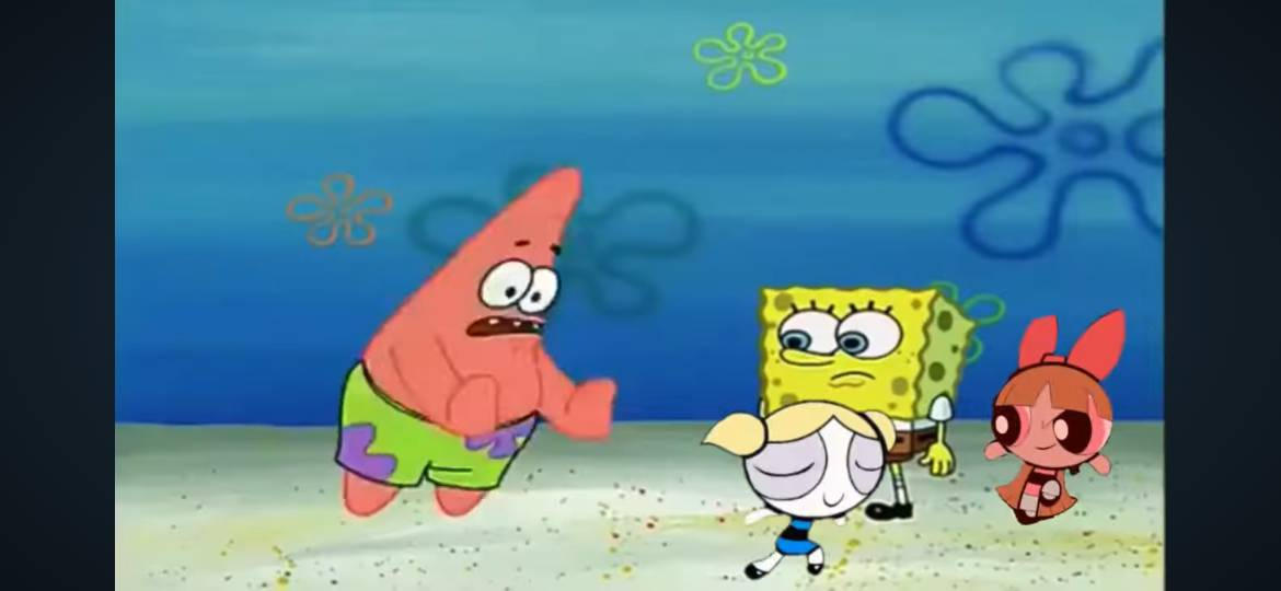 Patrick Falling SpongeBob reacts Patrick he's fell over by Frankomisia20 on DeviantArt