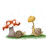 Snails In The Rain Illustration