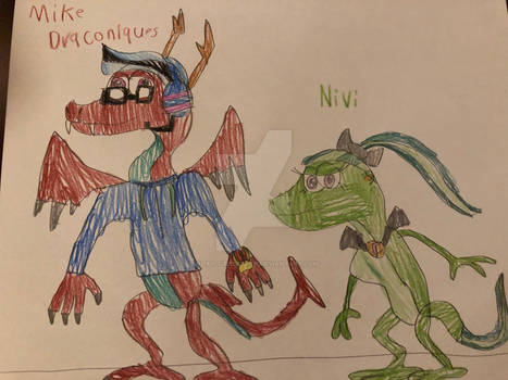 Mike Draconiques and Nivi as Dinosaurs