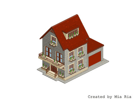 Pixel Art. Isometric. House 2