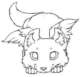 Winged Wolf Cub - Lineart 2