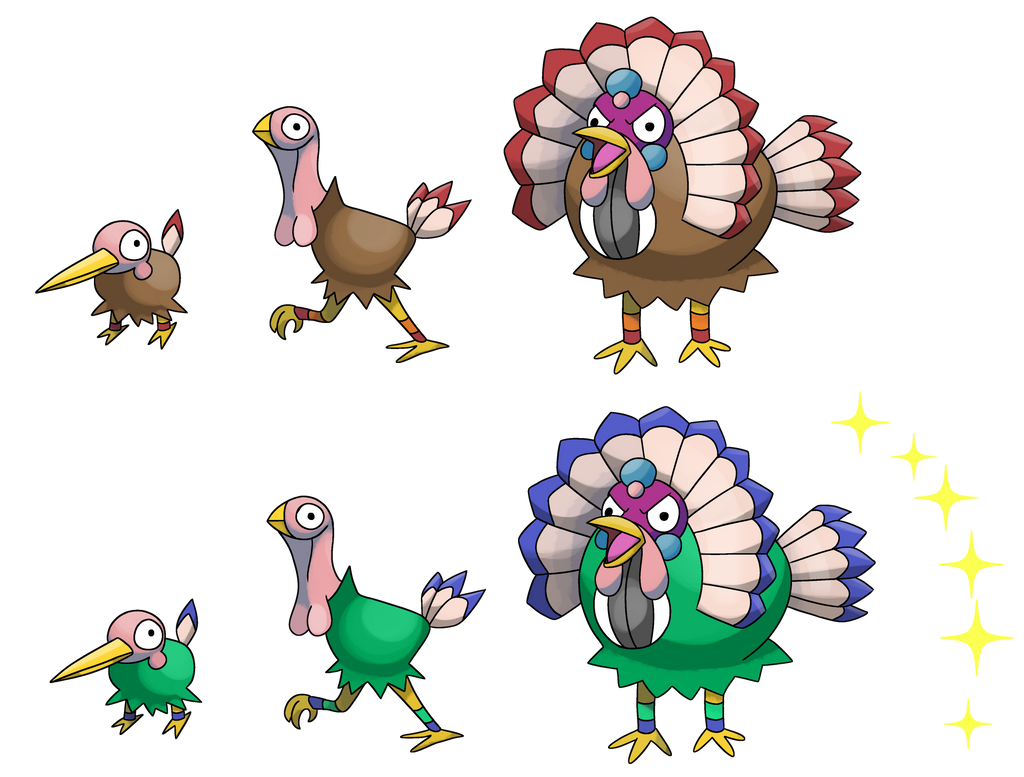 turkey fakemon + shinys by arcanineryu on DeviantArt