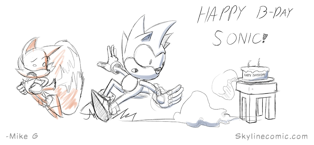 Quick doodle for the birthday boy Sonic (late) by Gx3RComics