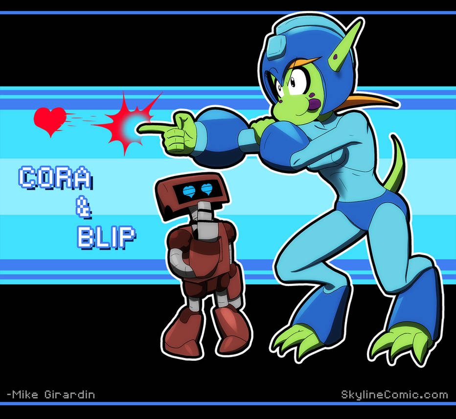 Halloween Cora and Blip Mega Man costume by Gx3RComics