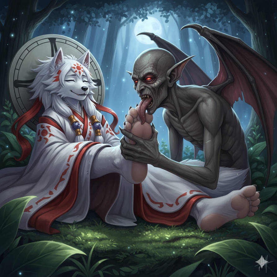 Redscript77 Foot Demon Amaterasu's feet licked by an demon... Animated! by Hound-ofThe-Street ...