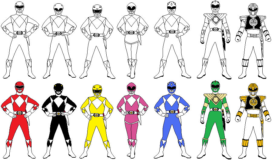 MMPR Line Art by Debochira on DeviantArt