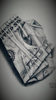 One dollar bill pencil drawing