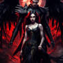 Black Winged female Angel and male With Dragon Win