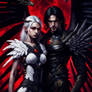 Black Winged female Angel and male With Dragon Win