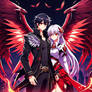 Black Winged female Angel and male With Dragon Win