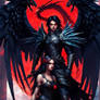 Black Winged female Angel and male With Dragon Win