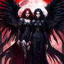 Black Winged female Angel and a female Demon with 