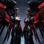 Black Winged female Angel and a female Demon with 