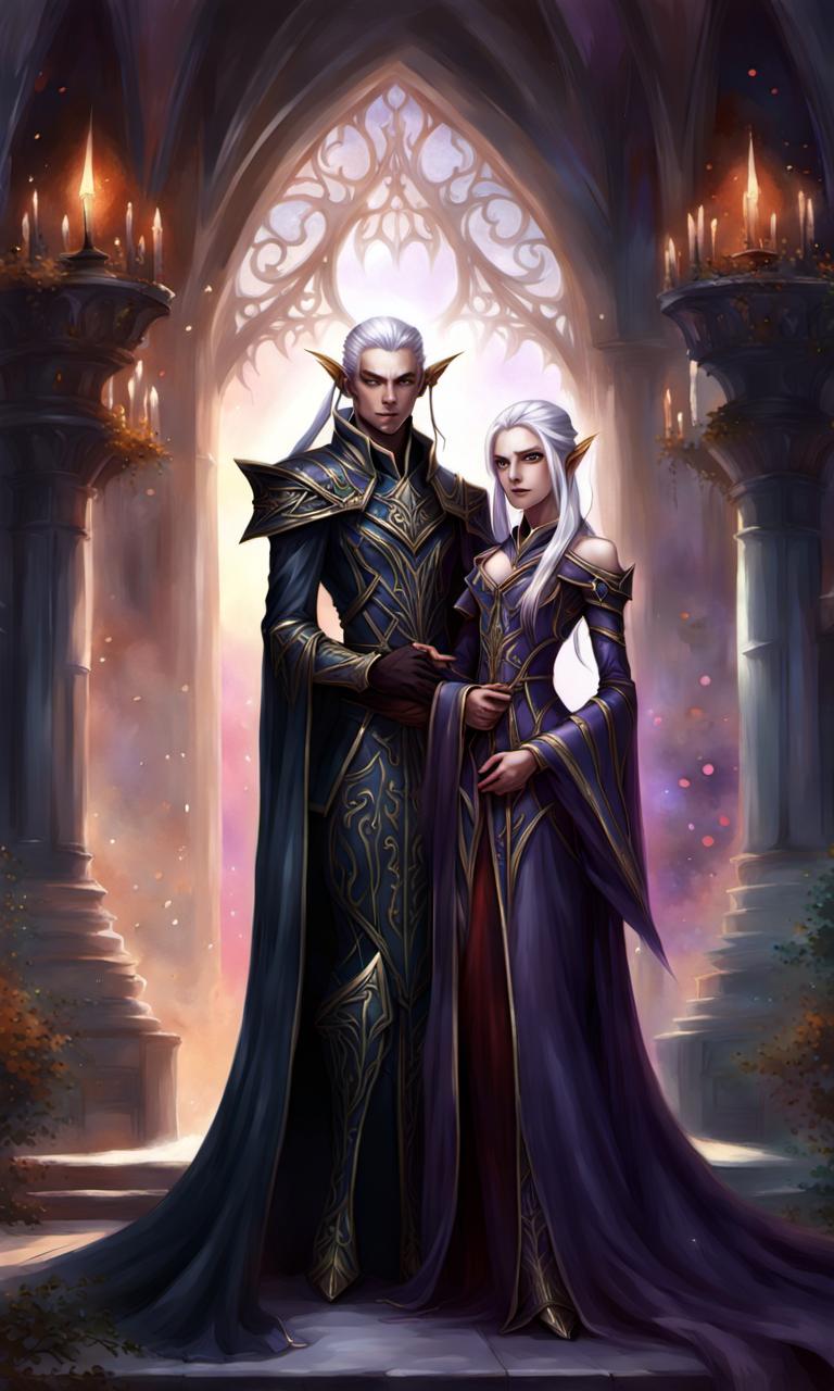 High Elf And Dark Elf In Gowns With A Fantasy Back by lildidaru on ...
