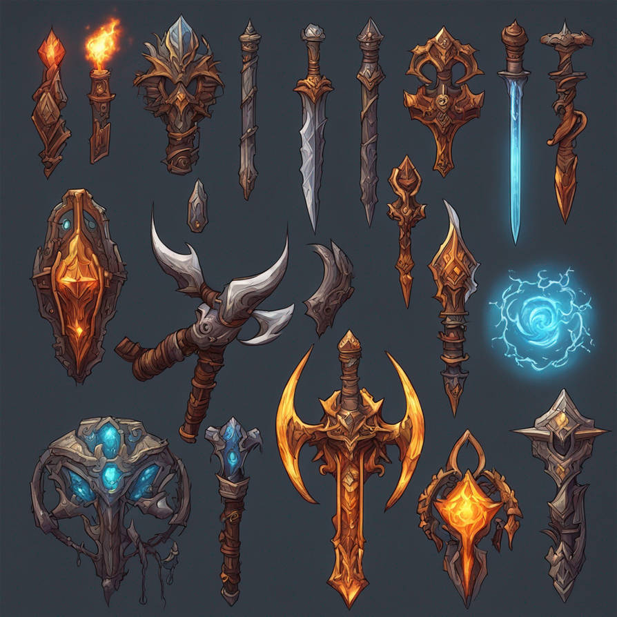 Elemental weapon set by dr-drag on DeviantArt