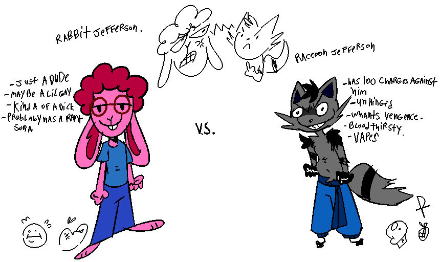 Jefferson Racoon Rabbit Jefferson vs Raccoon Jefferson by Raccoonjefferson on DeviantArt