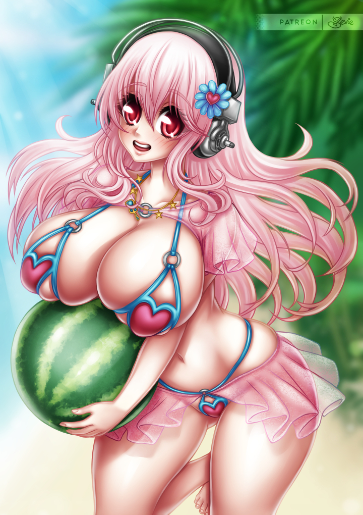 Super Sonico - Pink Heart Bikini - SFW by seviesphere