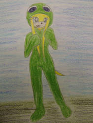 Aria in frog suit