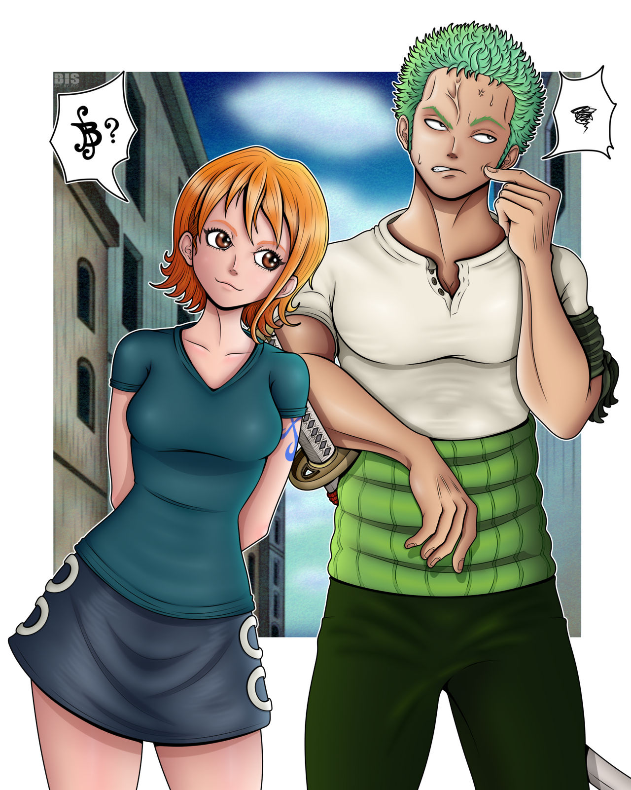 Nami and Zoro by Artbybis on DeviantArt