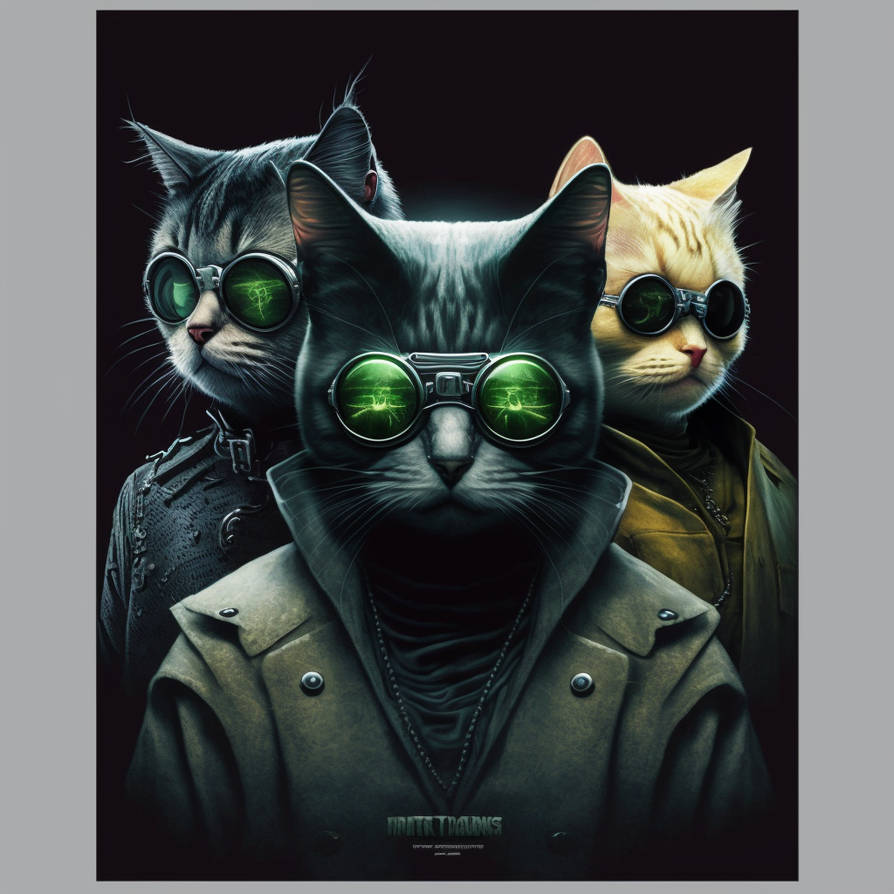 Matrix Cat Drawing Gwynne Michele matrix cats movie poster realistic by GreatArtStudio on ...