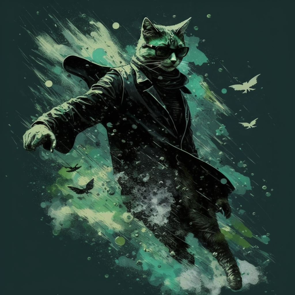 Great Art Studio matrix cat wearing clothing from by GreatArtStudio on ...