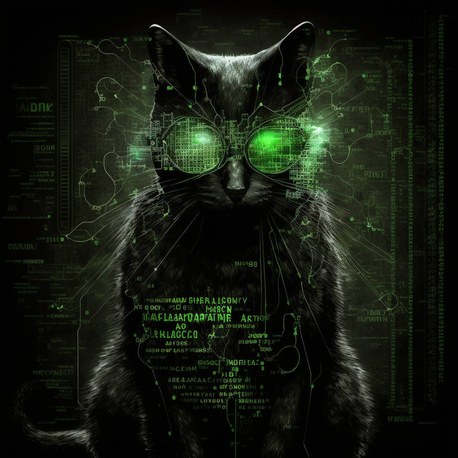 Vesuveus black cat the Matrix program machine 0ac3 by GreatArtStudio on ...