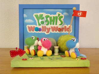 Yoshi's Woolly World yarn amiibo display diorama
