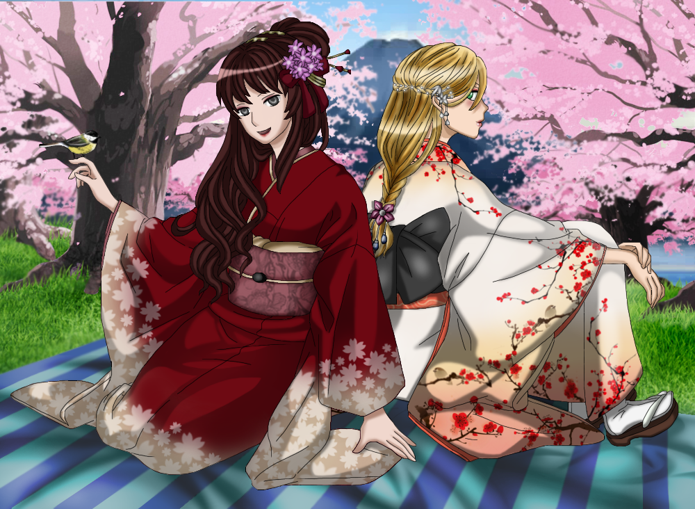 GINTAMA AND NURA OC - Hanami with Friends