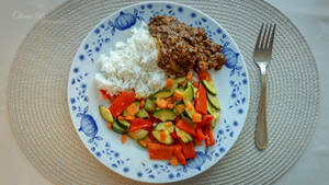 Food Friday - Steamed vegetables w rice and curry