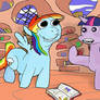 rainbow dash and twilight are talking about books