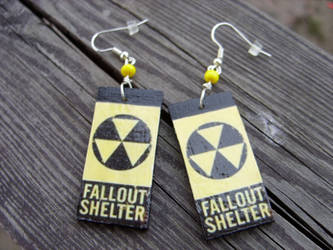 fallout shelter sign earrings by kickthebucket