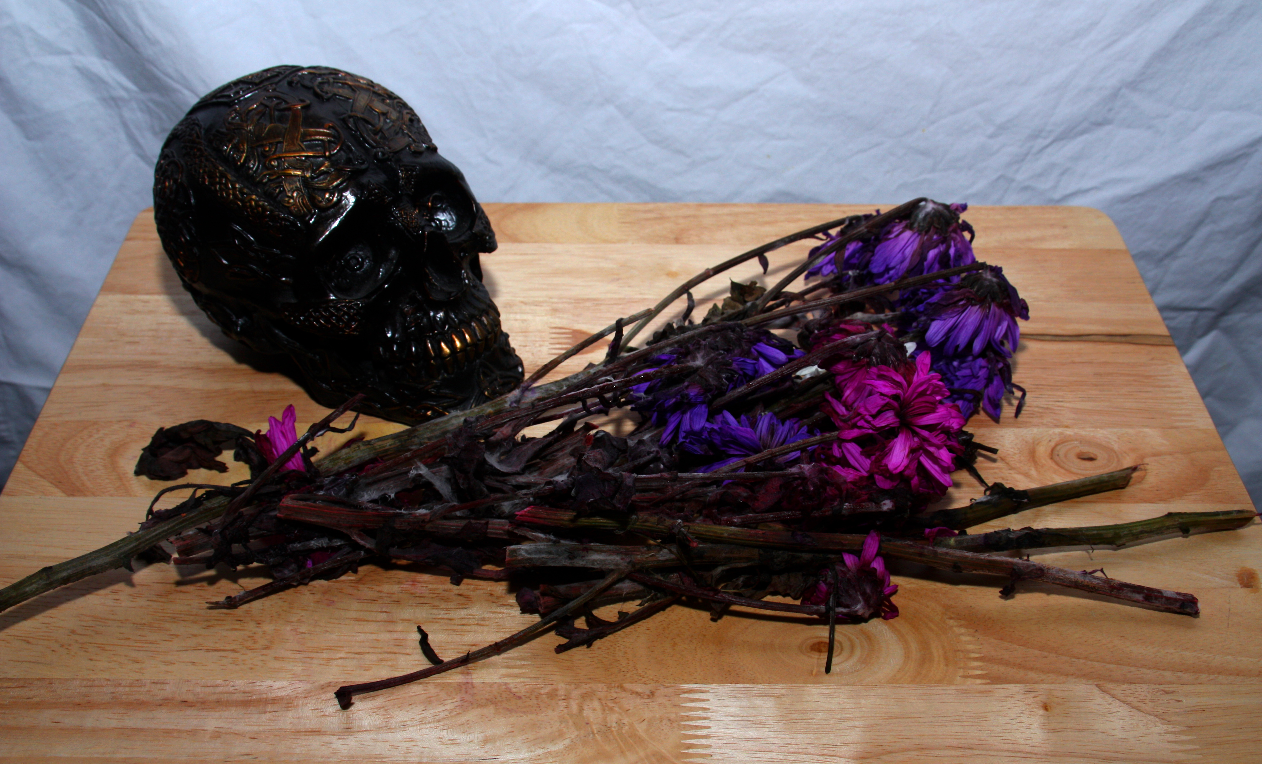 Decadent dead soul worships dead flowers