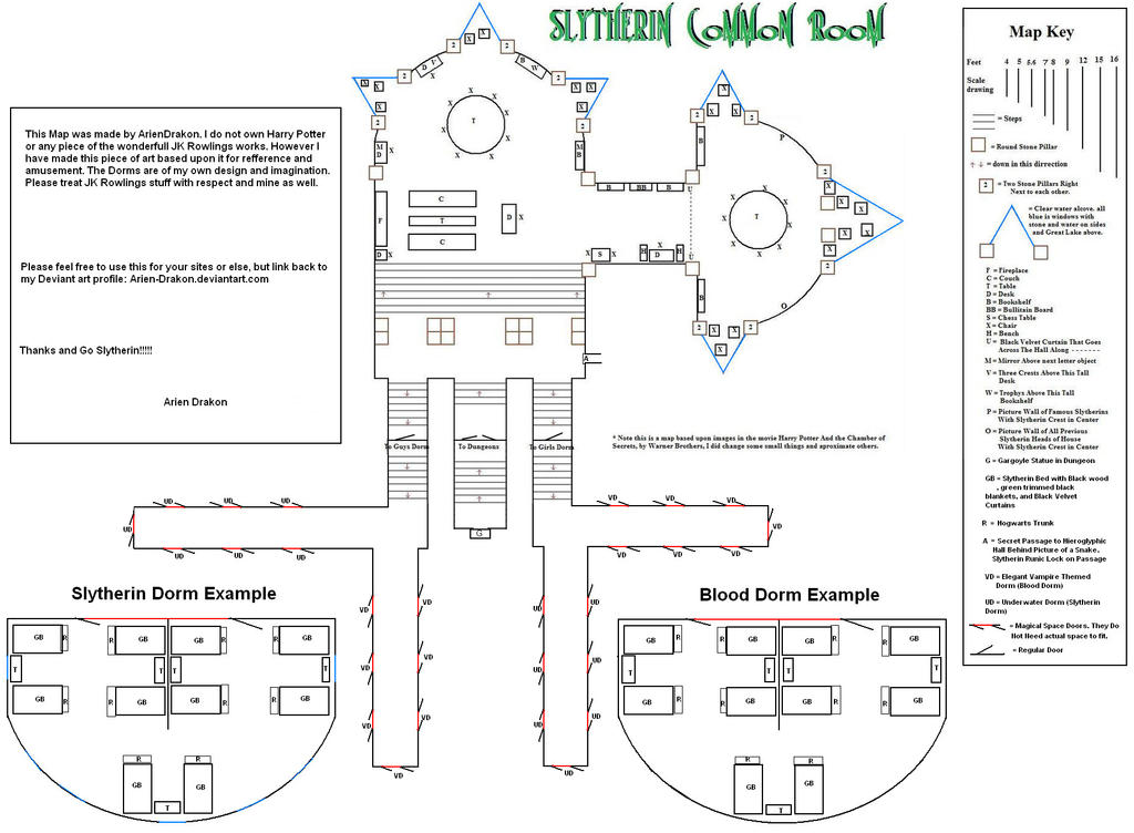 Slytherin Common Room Map Updated By Arien Drakon By Arien