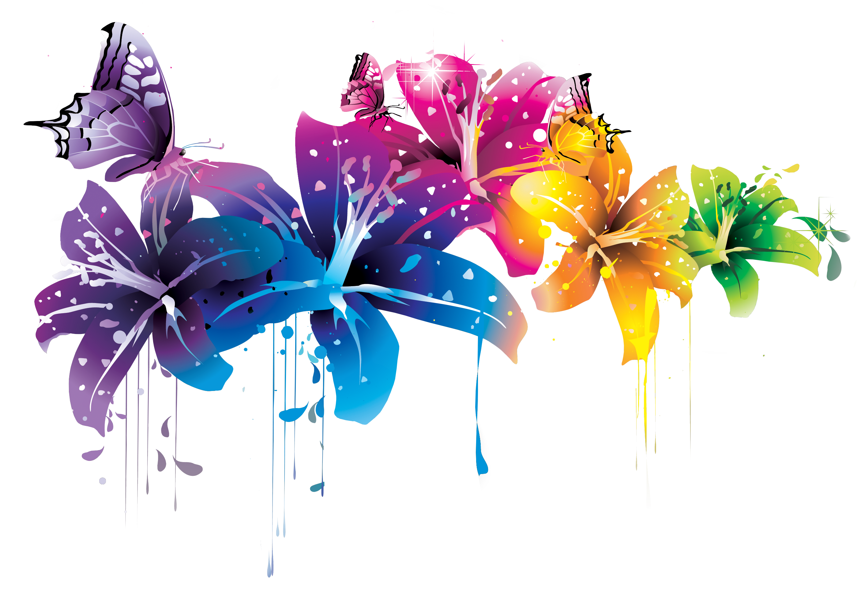 ++ Colorful Flower Vector Clipart PNG