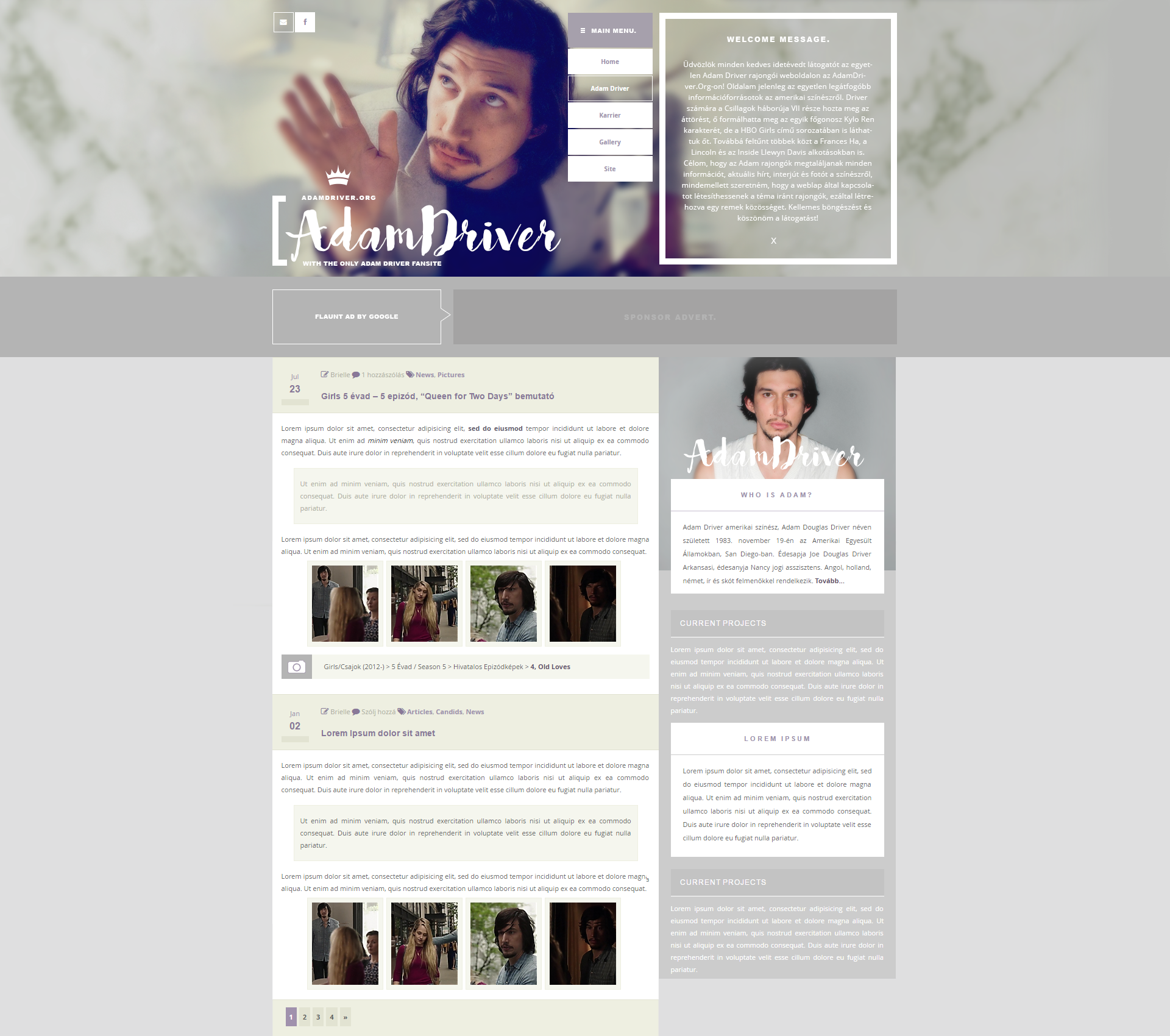 Adam Driver Fansite | WordPress Theme