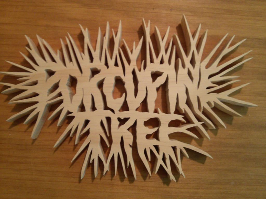 Porcupine Tree band logo wood carving
