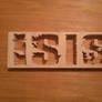 ISIS band logo wood carving