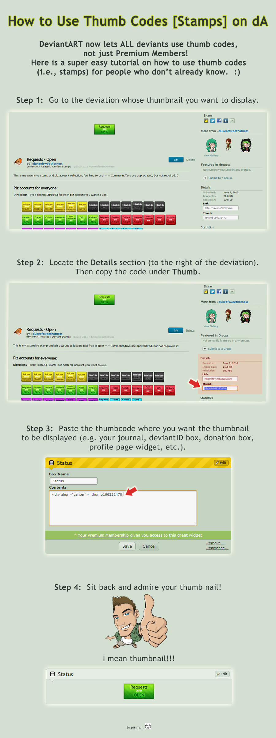 How to Use Thumb Codes + Stamps on dA