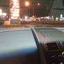 Inside a V8 Vantage at night