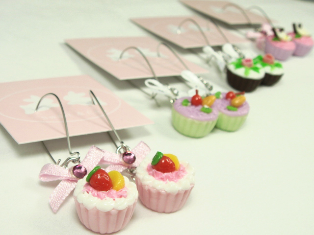 Mini Cupcake Ribbon Earrings