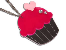 XL Mirror Cupcake Necklace